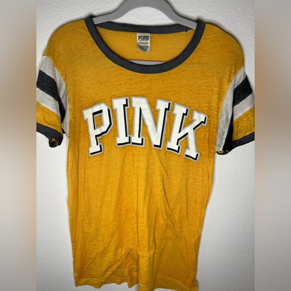 PINK Victoria's Secret Tops - PINK Yellow and Gray T-Shirt